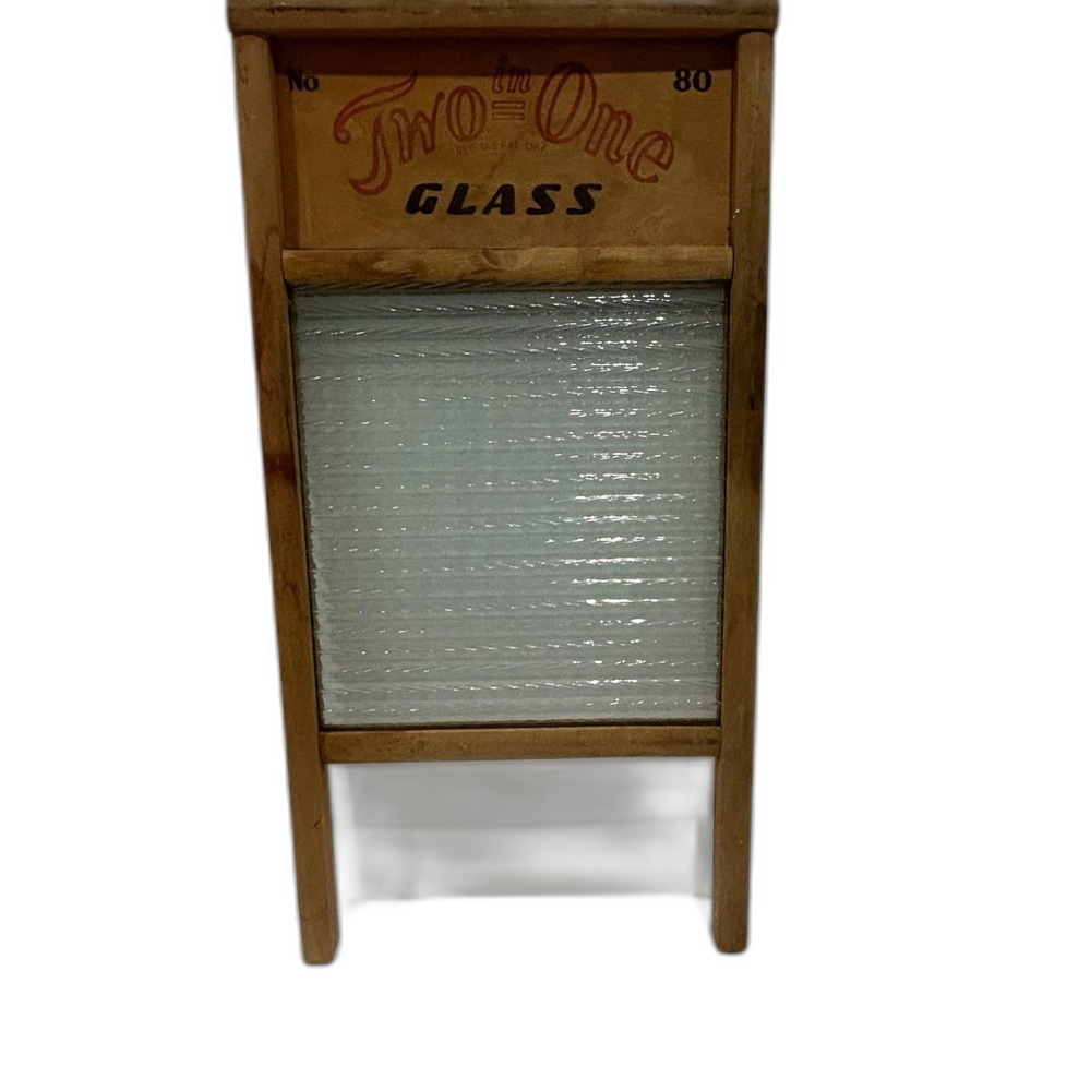 Vintage Two in One Washboard with Glass Rubbing Surface Standard Family Size